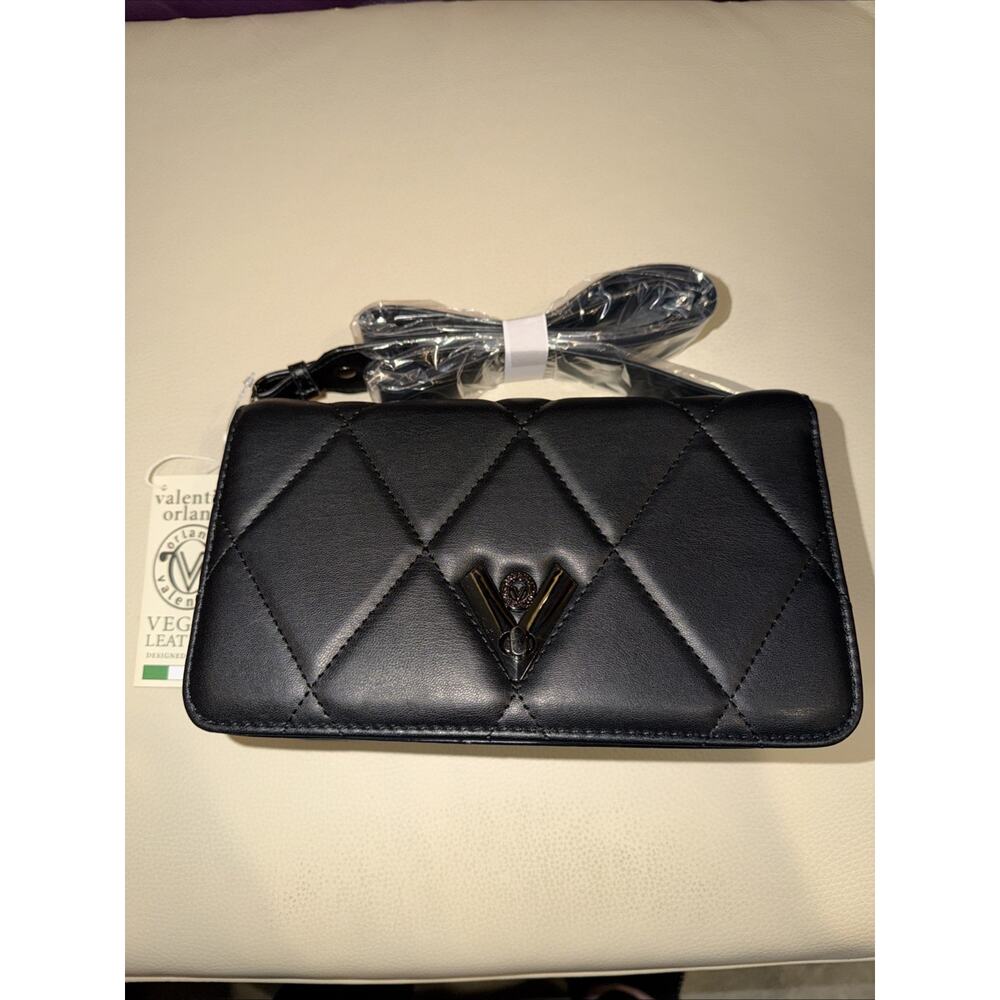 Valentino Orlandi Black Crossbody With Gunmetal Accents